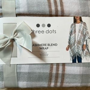 Three Dots Women's Fringe Detail Cashmere Blend Wrap- Brand new